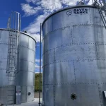 inspecting large industrial water storage system for maintenance and safety