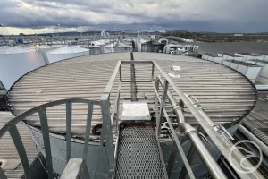 Technician performing detailed tank roof inspection in Sydney