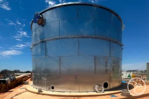 Large water storage tank representing long-term storage performance analysis