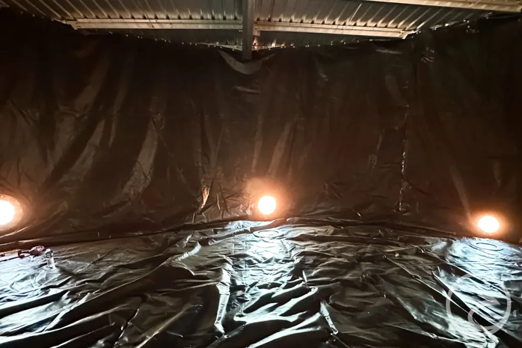 water storage tank interior with pvc protective liner